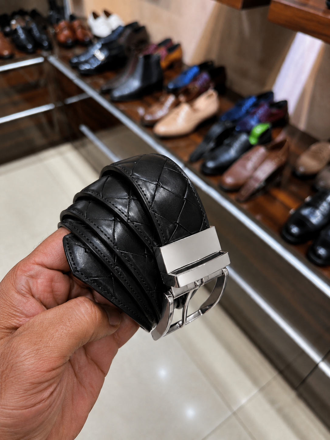 Black Braided Leather Belt