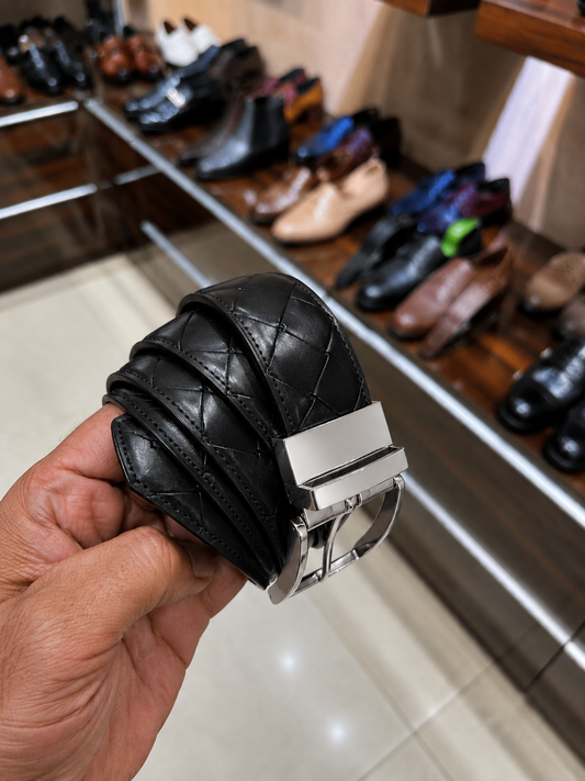 Black Braided Leather Belt