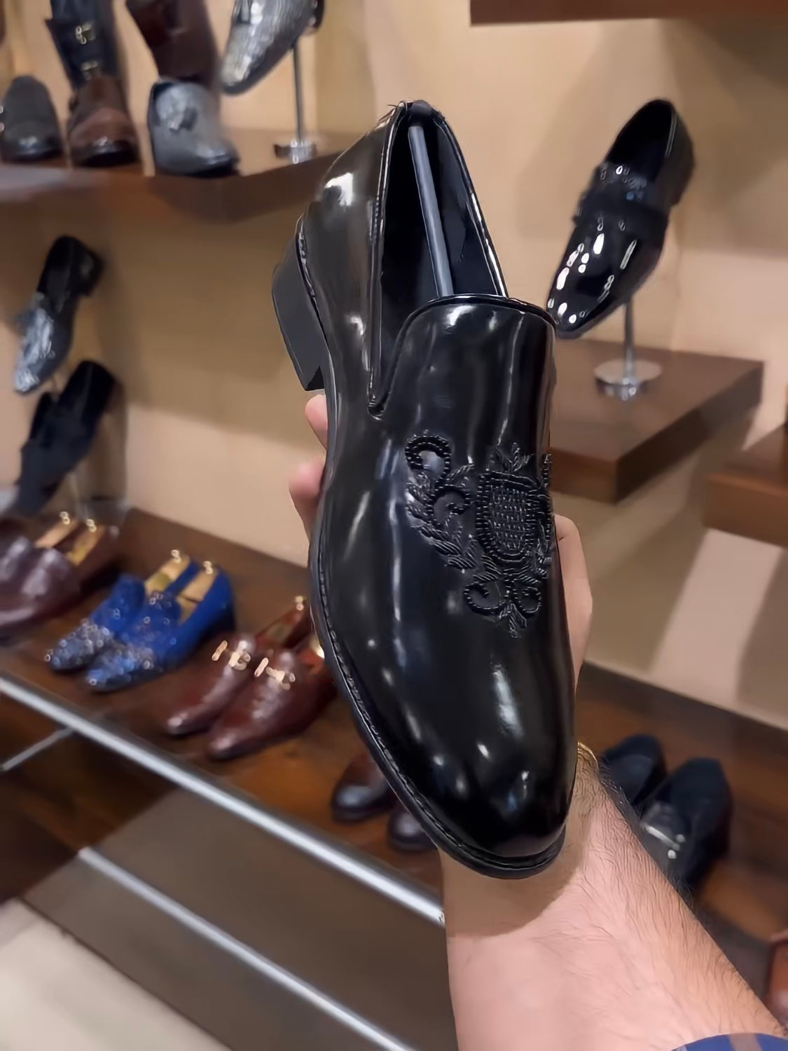 Hand-embroidered Matt Finish Slip-ons