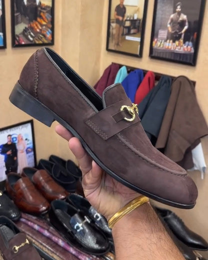 Smooth Mocha Brown Suede Horsebit Loafers