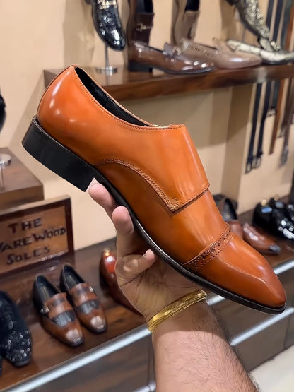 Tan Patina Captoe Double Monks