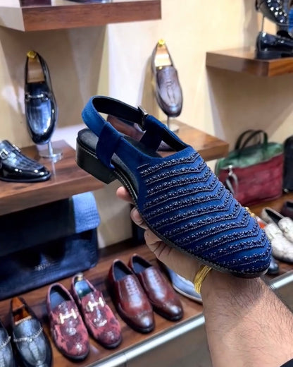 Blue Embroidered Peshawaris
