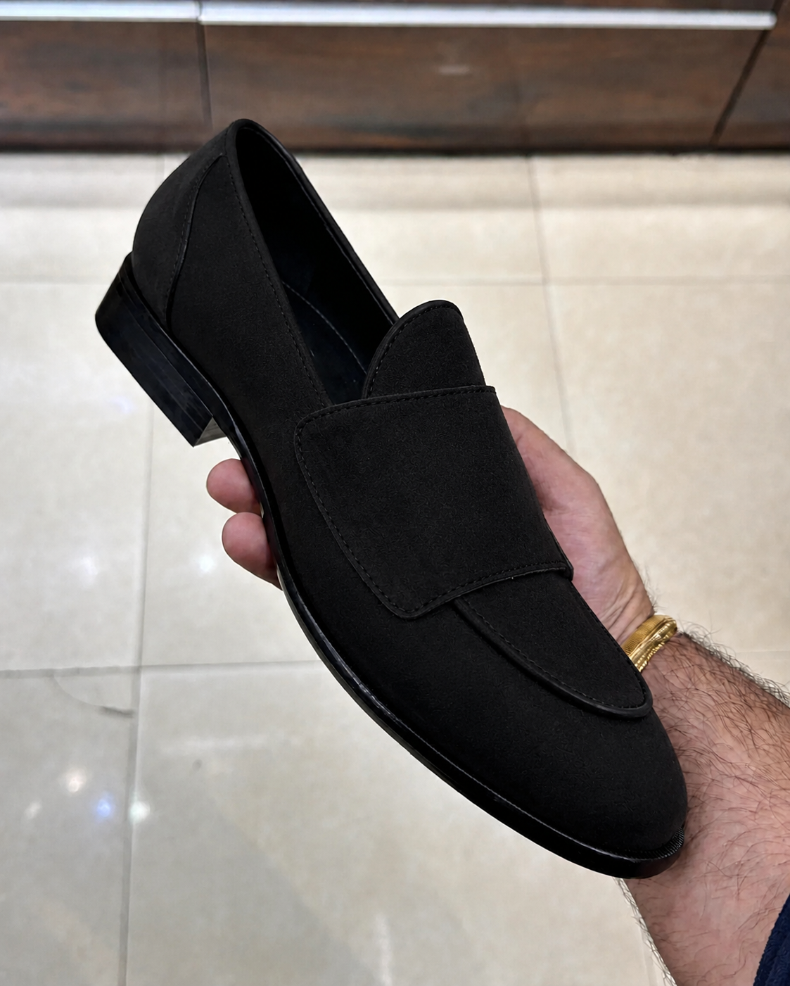 Black Suede Double Monk Strap Loafers