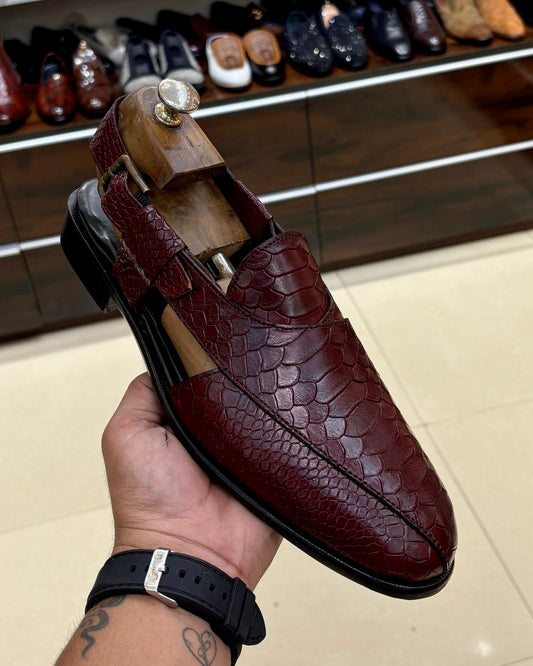 Burgundy Cobra Scaled Peshawaris