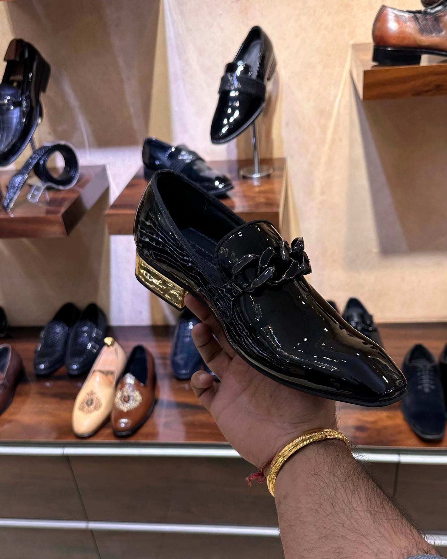 Luxe Edition Chain Buckle Moccasins with Golden Heel