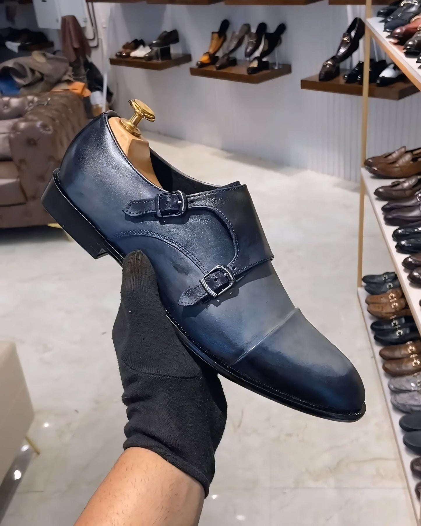 Blue-grey Patina Double Monks