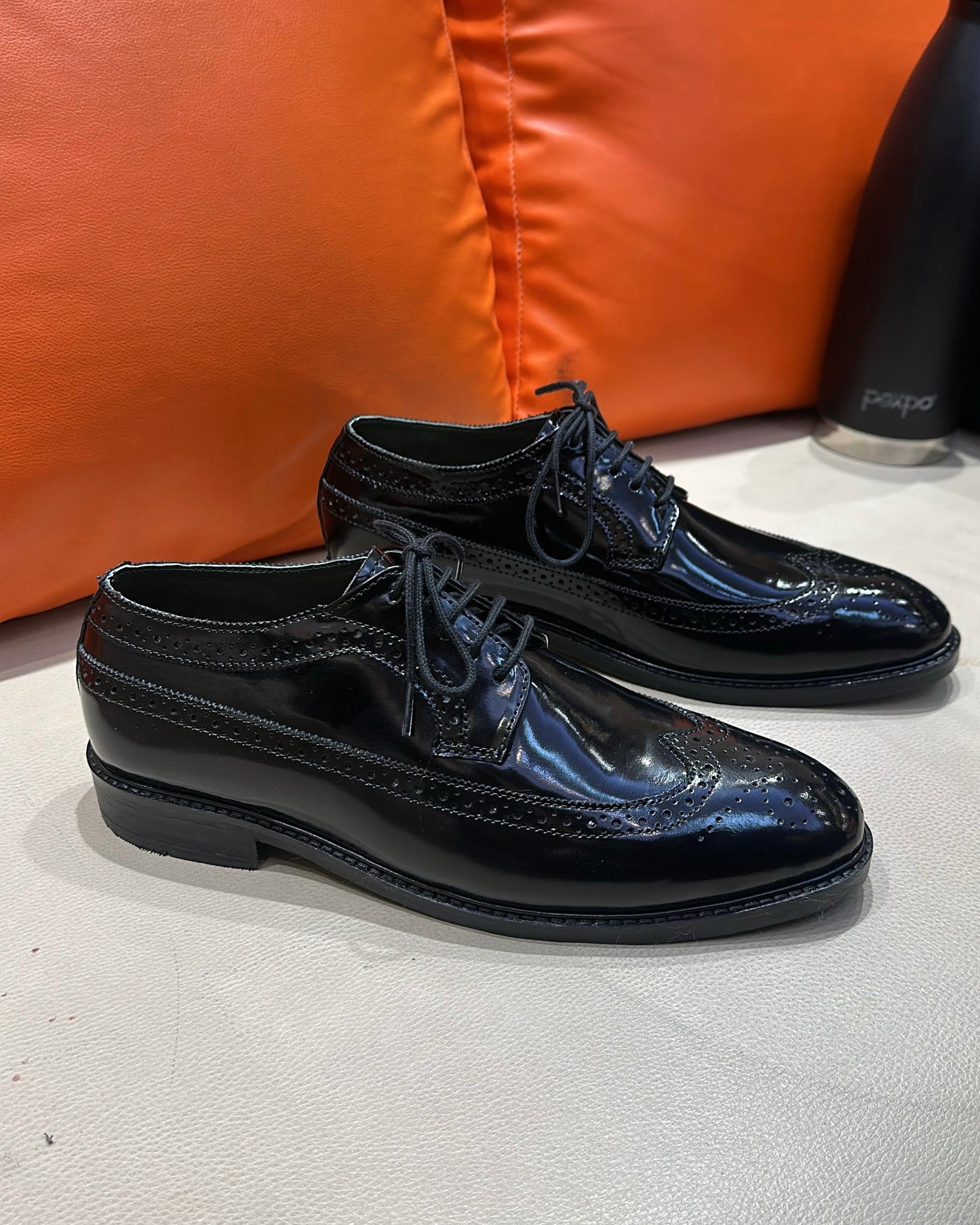 Classic Black Longwing Derby Shoes