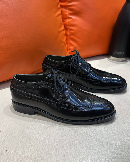 Classic Black Longwing Derby Shoes