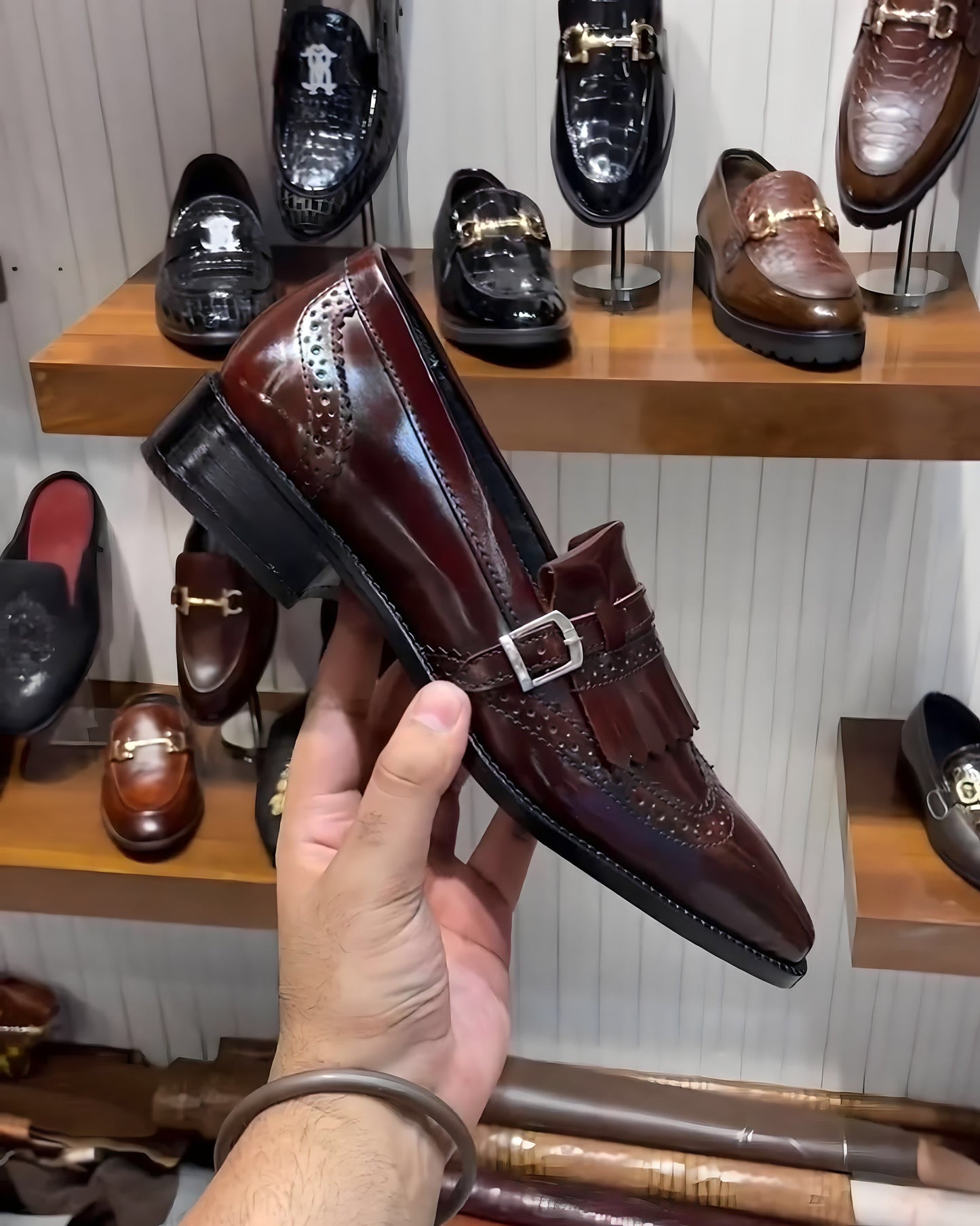 Wine Shade Fringes Moccasins