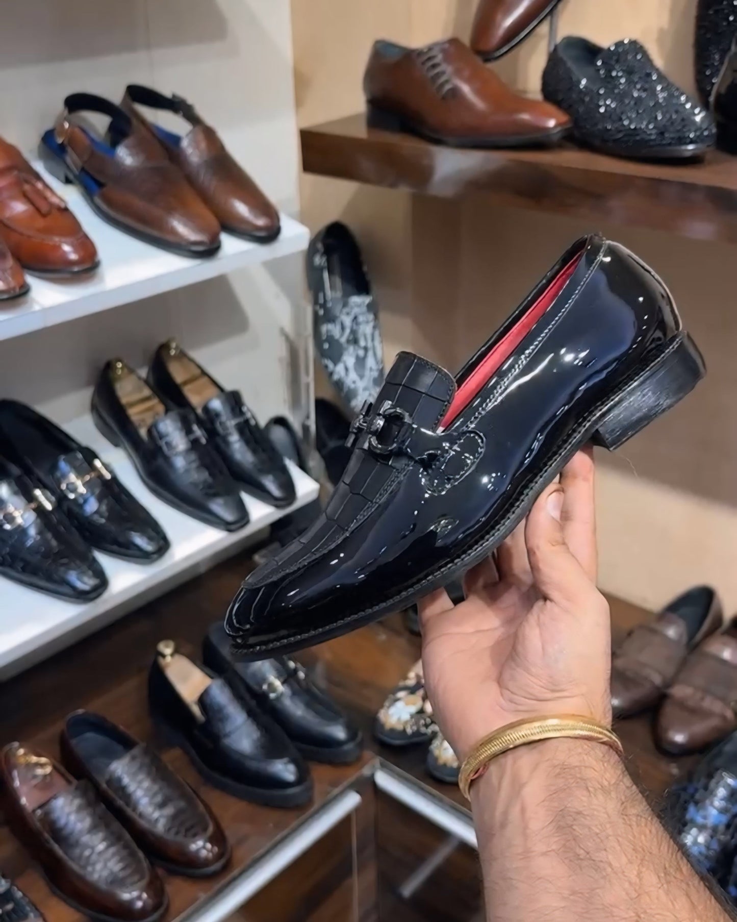 Spectator Moccasins with Red Interior and Red Bottom Sole