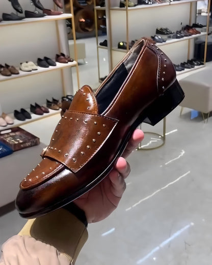 Burnished Brown Patina Double Monk Loafers