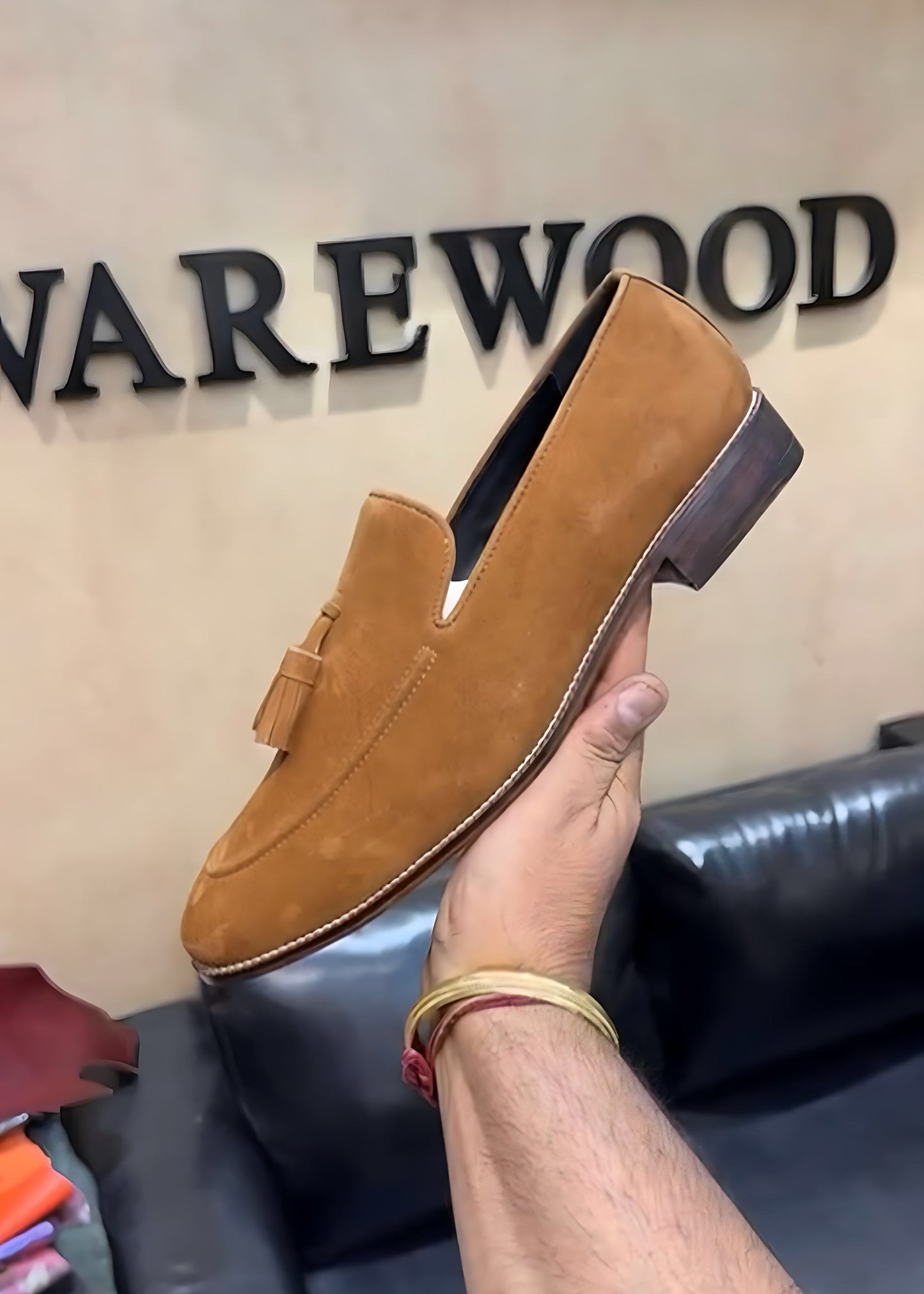 Tan Suede Tassel Loafers
