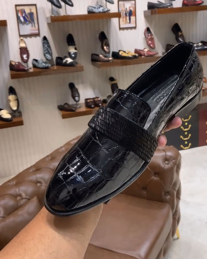 Luxe Edition Patent Croc Full Strap Loafers