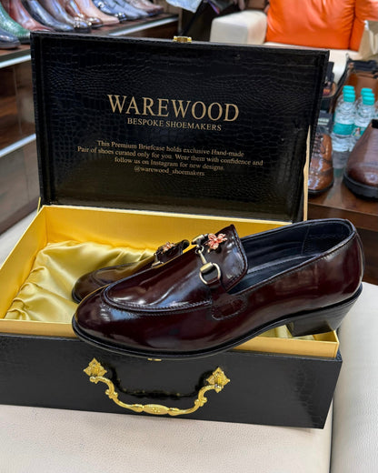 Ox-blood Bee Moccasins with Cuban Heel