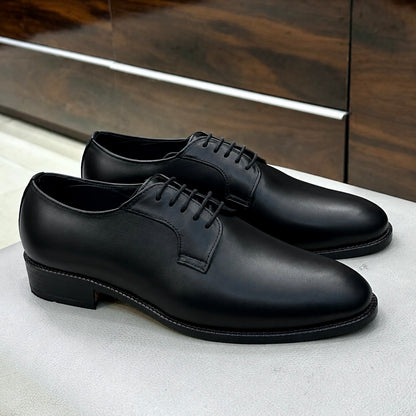 All Black Calfskin Leather Blucher Shoes