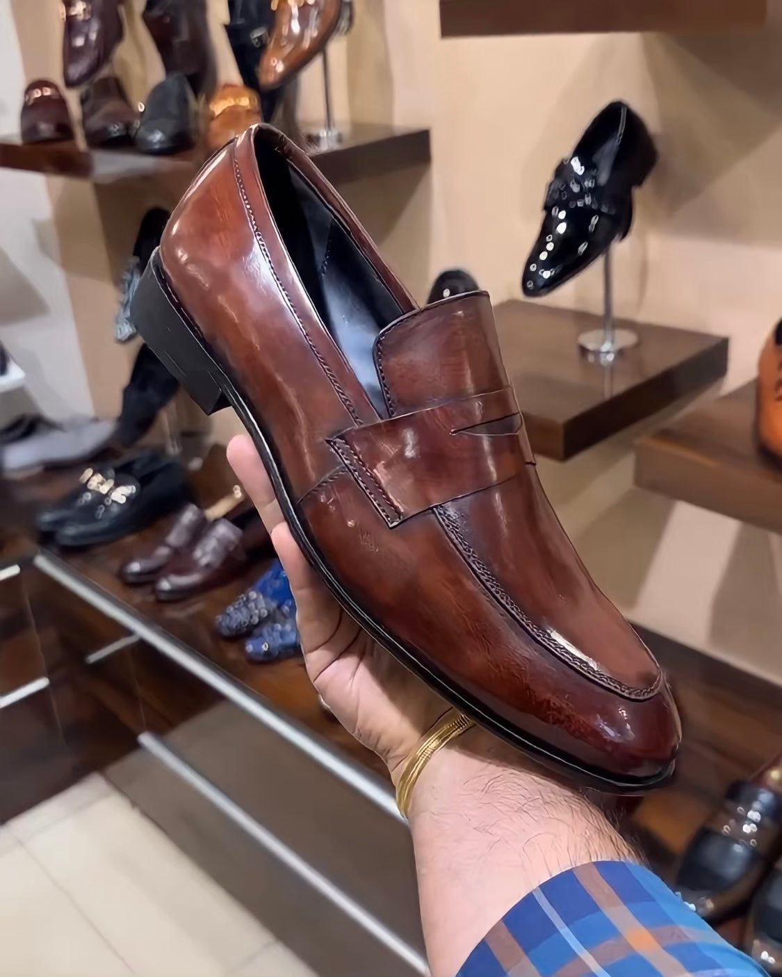 Mirror Gloss Burnished Brown Penny Loafers