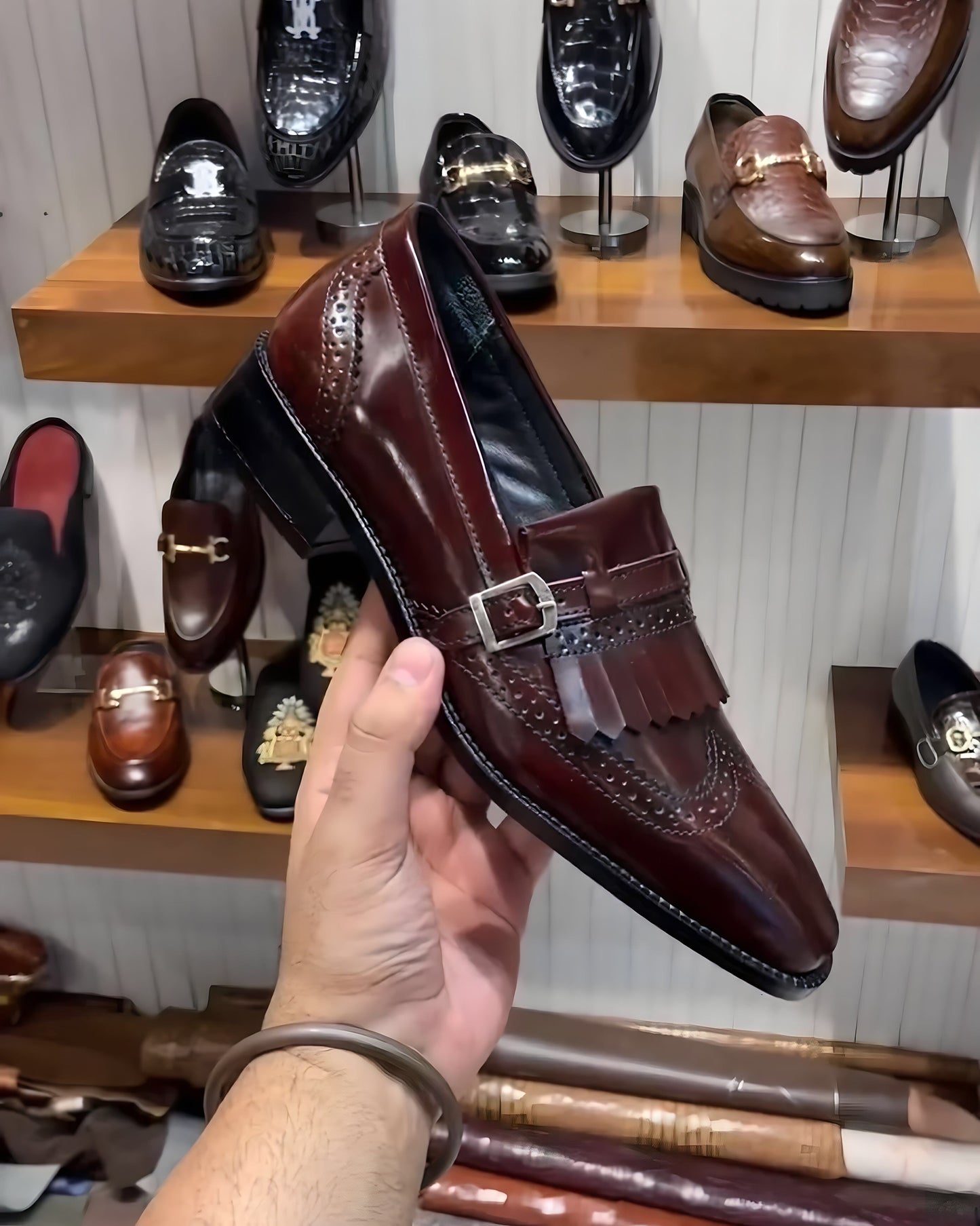 Wine Shade Fringes Moccasins