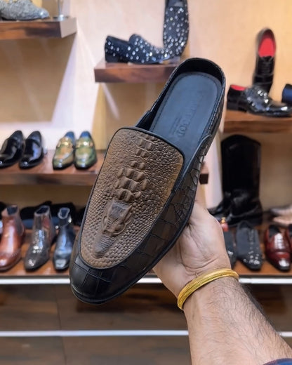 The Boss Mules in Dual-tone Alligator Scaled Leather