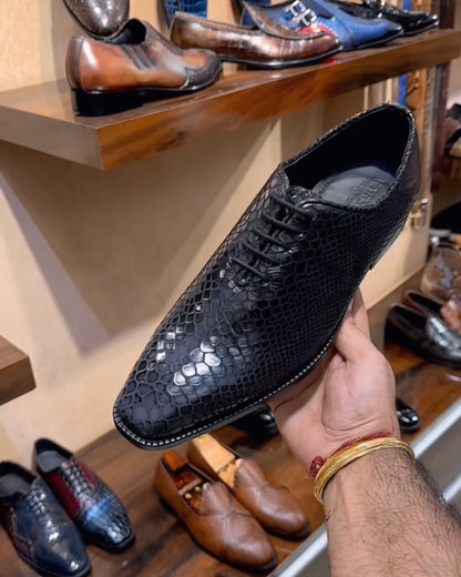 Signature Black Snake Foil Oxfords