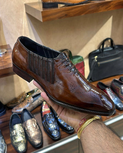 Classic Brown Patina Lace-up Oxfords