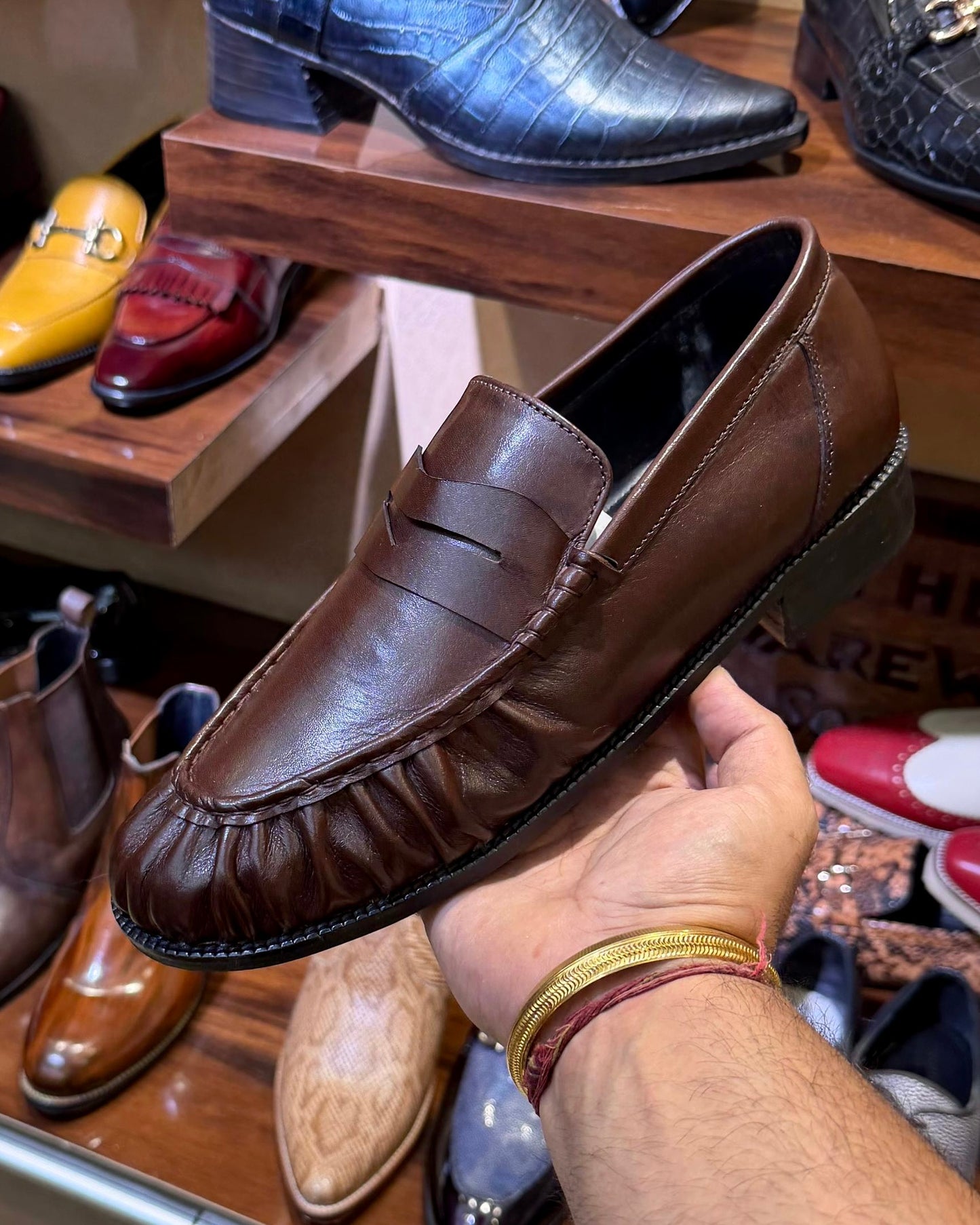Brown Hand-sewn Apron Penny Loafers