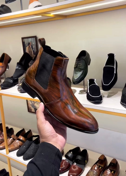 Classic Tan Patina Chelsea Boots