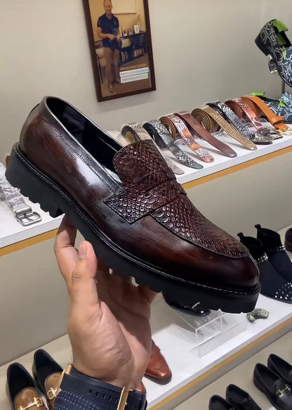 Brown Patina Boot Sole Moccasins