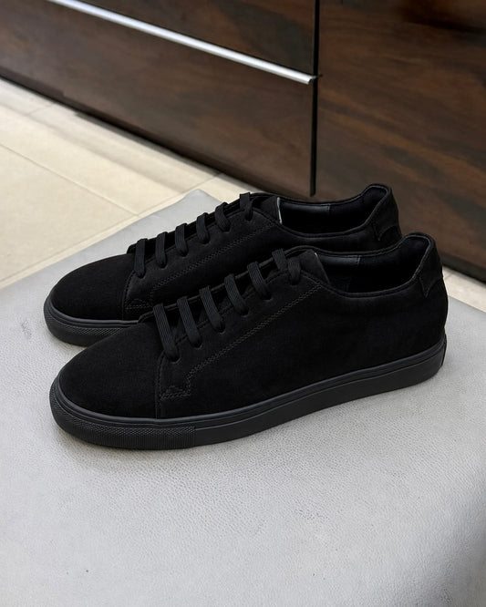 Black Suede Low-top Sneakers
