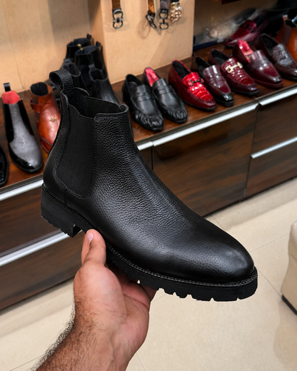 Chunky Black Lug Sole Chelsea Boots