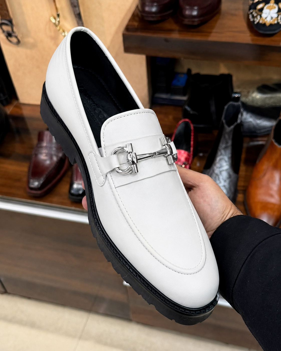 White Lug Sole Loafers