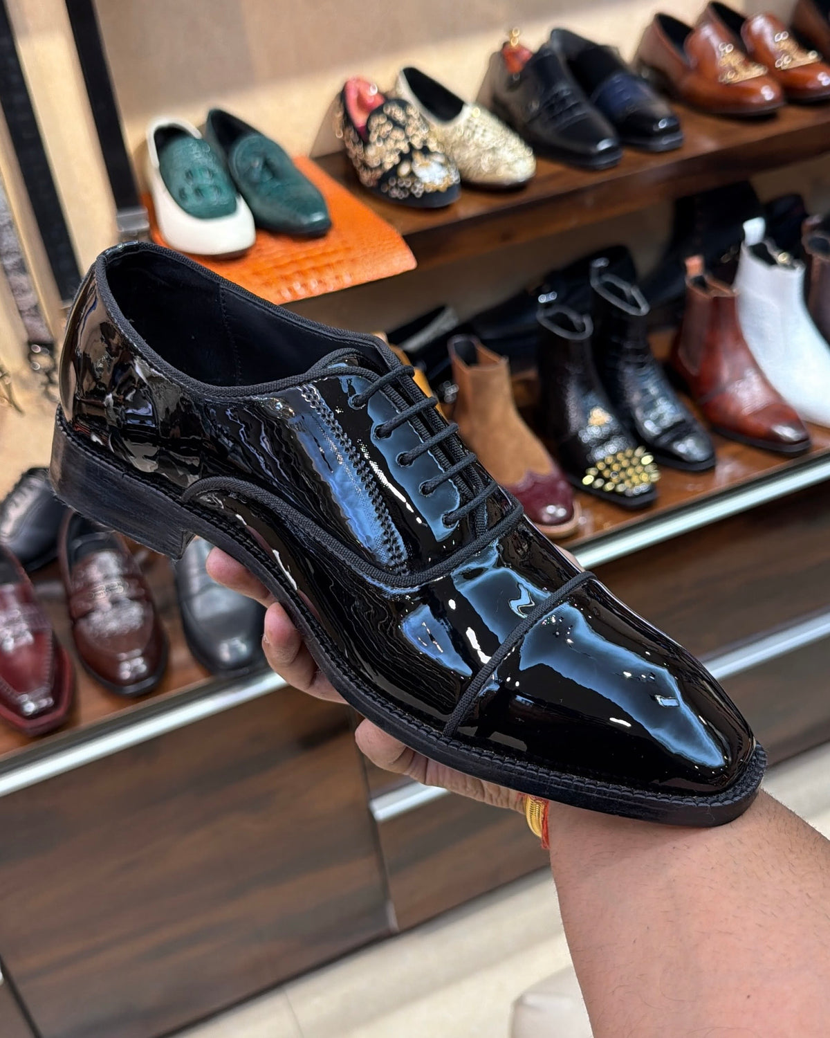 Black Patent Leather Cap Toe Oxfords