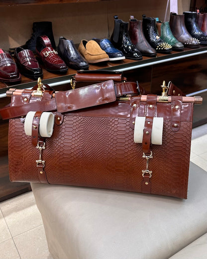 Brown Cobra Scaled Duffel Bag