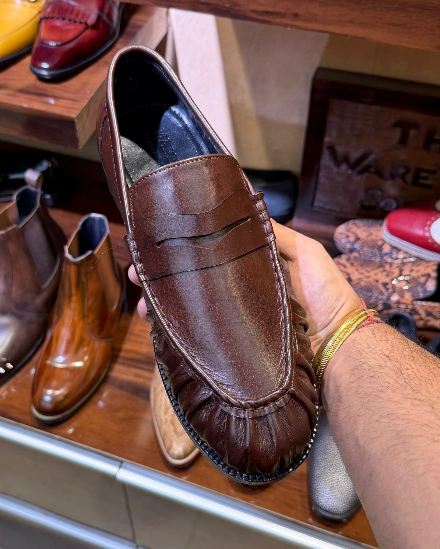 Brown Hand-sewn Apron Penny Loafers
