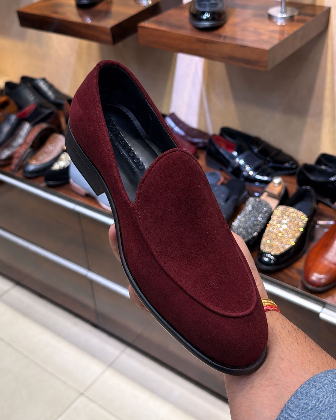Burgundy Suede Belgian Loafers