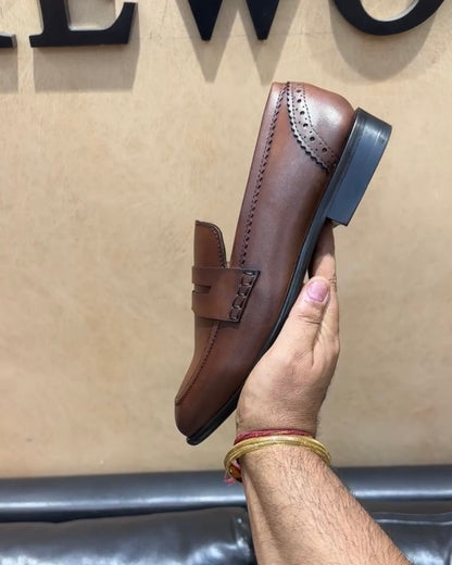 Classic Brown Round Toe Penny Loafers