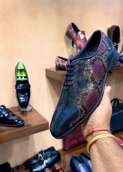 Exotic Metallic Snake Foil Whole-cut Oxfords