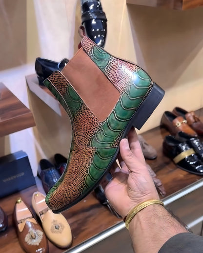 Exotic Ostrich Leg Scaled Zip Boots