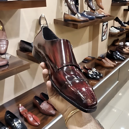 Wine Patina Mirror Gloss Captoe Monks