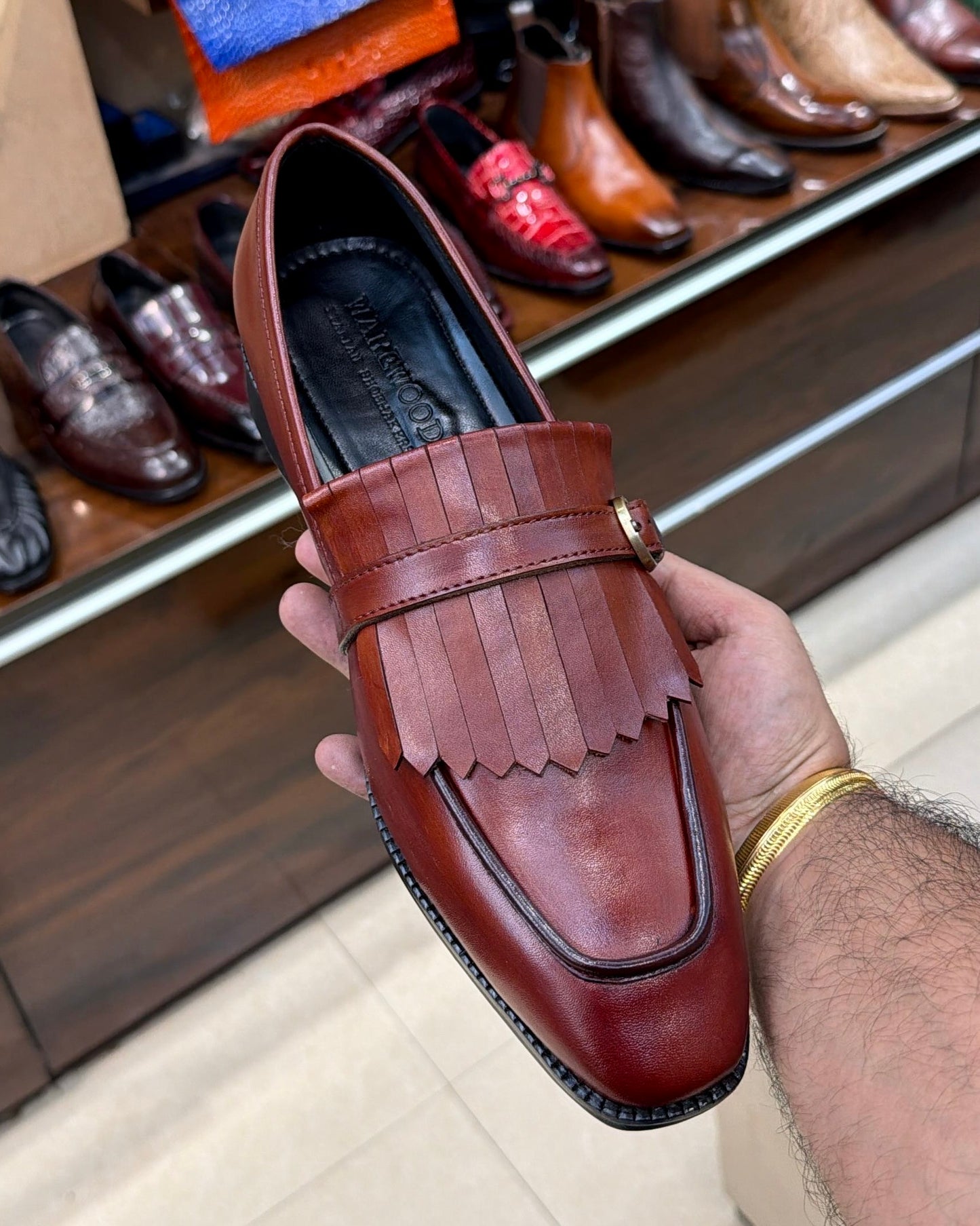Cognac Fringe Loafers