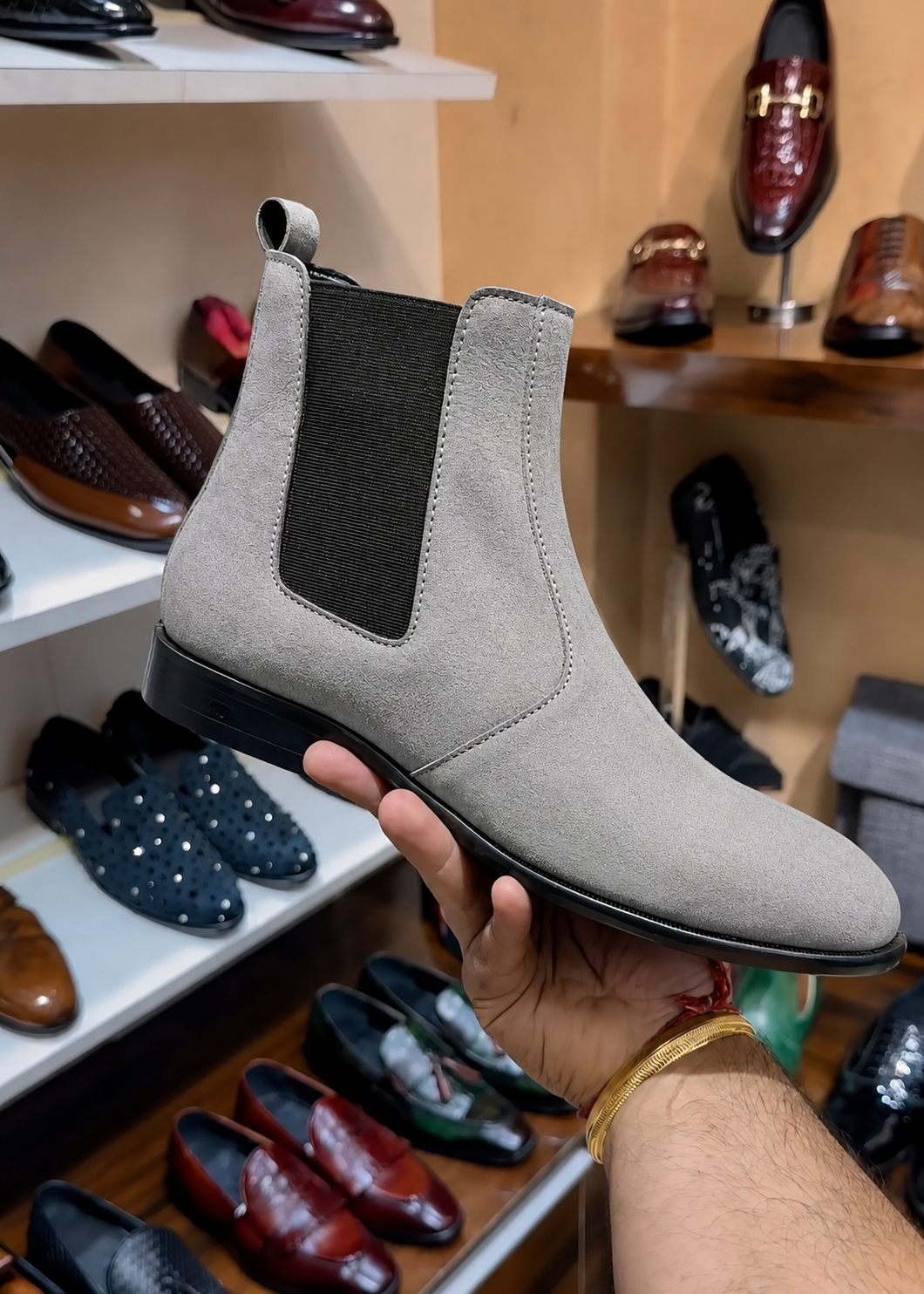 Grey Suede Chelsea Boots