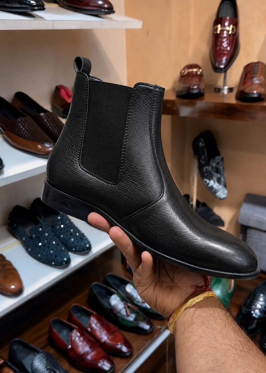 Black Full Grain Leather Chelsea Boots