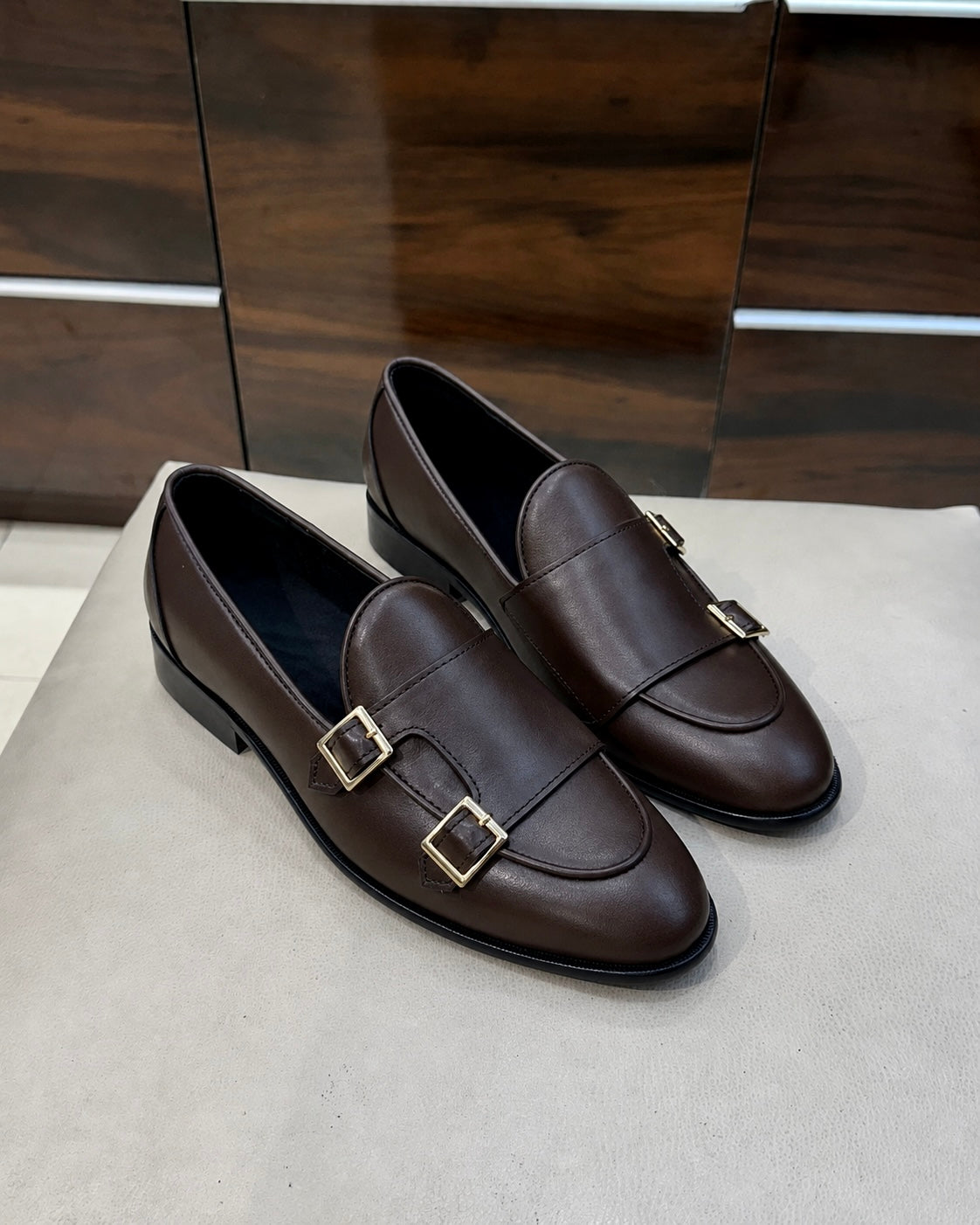 Dark Brown Double Monk Strap Loafers