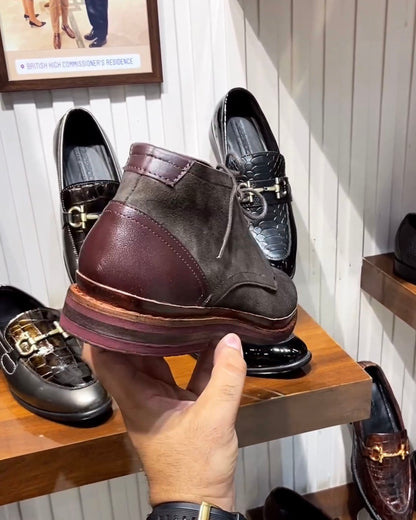 Dark Grey Suede Goodyear Welted Chukka Boots