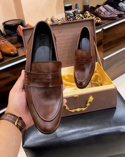 Classic Brown Patina Penny Loafers