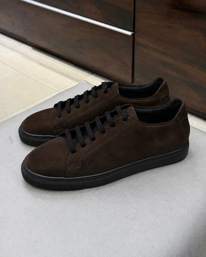 Dark Brown Suede Low-top Sneakers