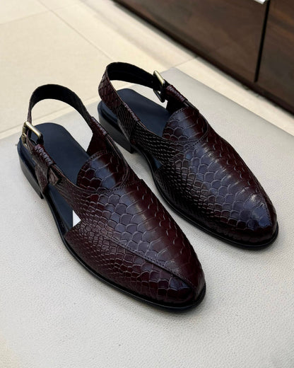 Deep Burgundy Cobra Scaled Peshawaris
