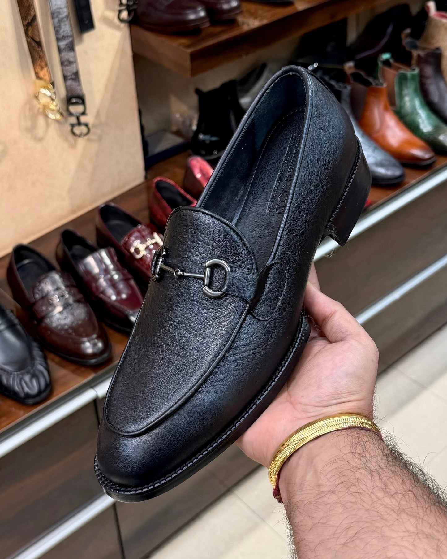 Black Full Grain Leather Horsebit Loafers with 270 Degree Welted Sole