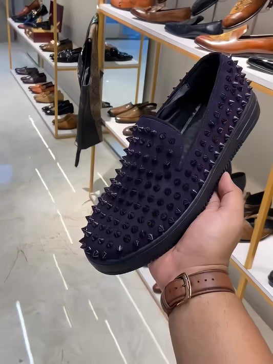Dark Purple Studded Sneakers