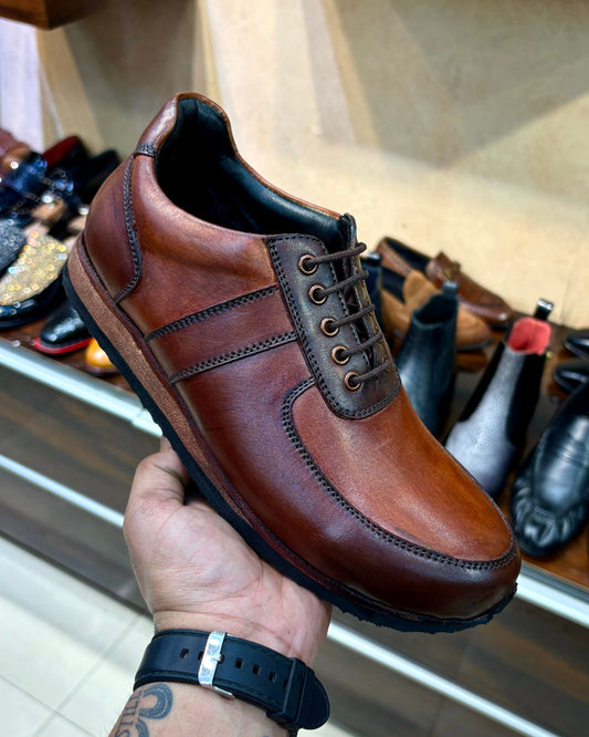 Burnished Tan Sneakers with Eva Sole