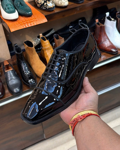 Black Patent Leather Cap Toe Oxfords